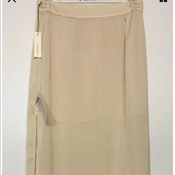 Capulet Cream Chiffon High Waist Slit Maxi Skirt - Picture 5 of 9